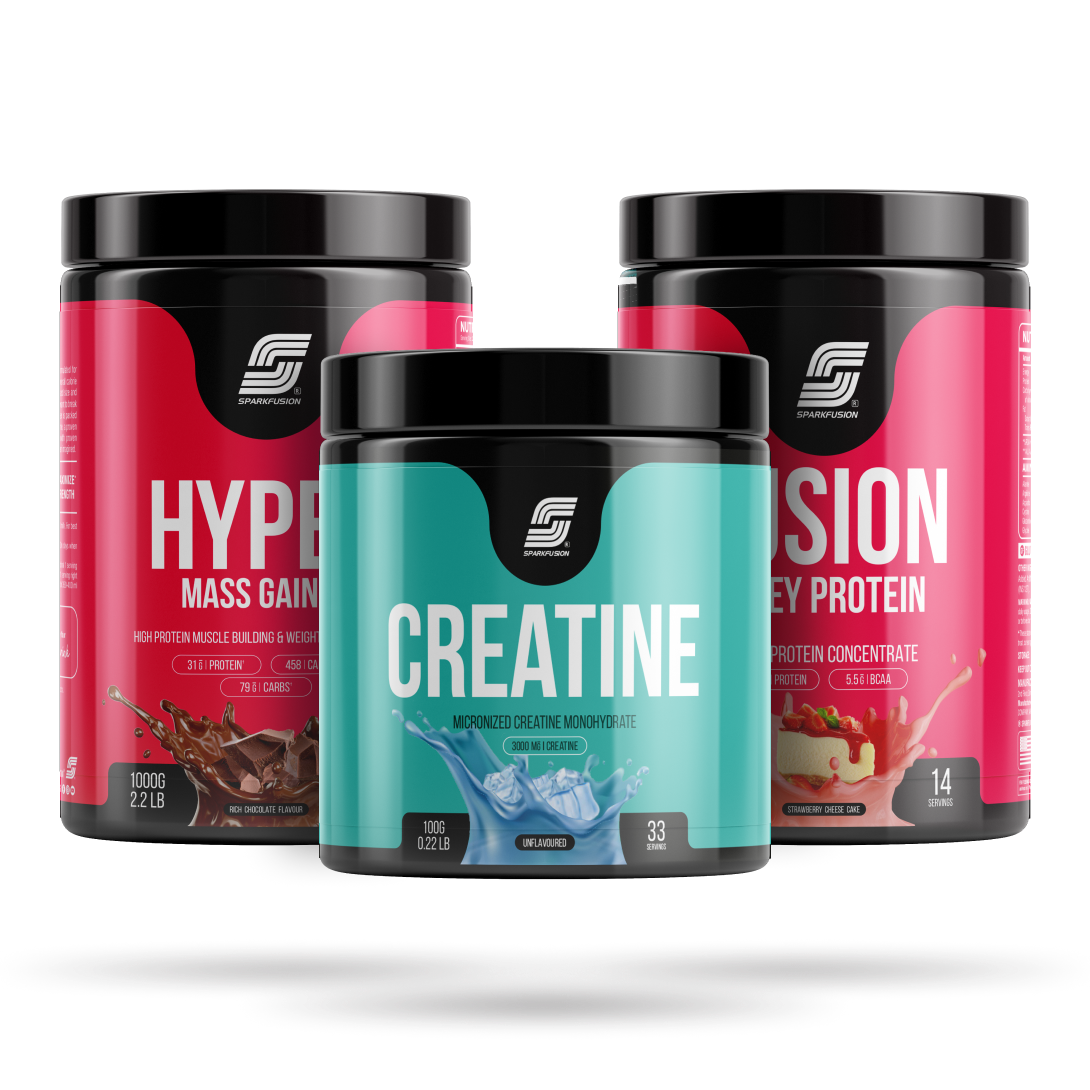 Combo of Hyper Mass Gainer + Fusion Whey + Creatine